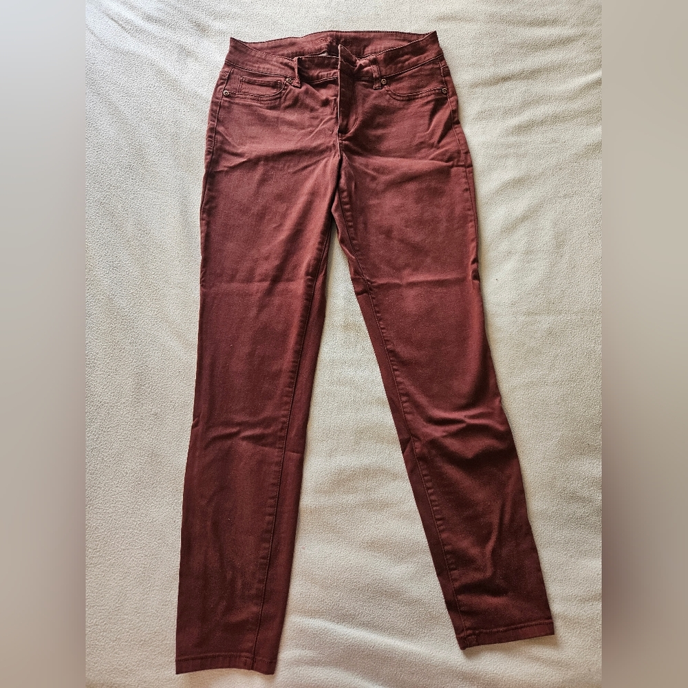 Maurices , red denim, skinny cut, size 6